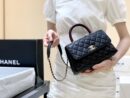 CHANEL coco handle 23CM 22P新版本 A92990黑色/酒红手柄/香槟色五金