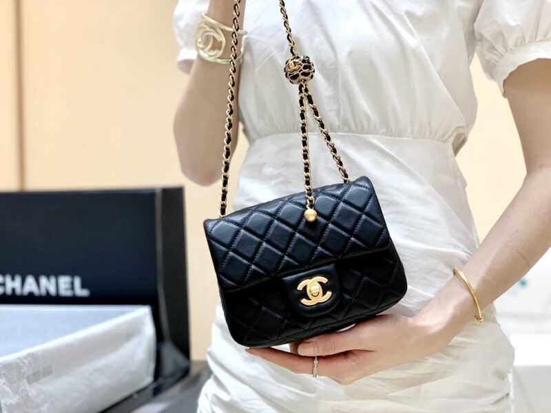 Chanel Flap Bag CF Mini羊皮方胖子金球包 AS1786黑色 - Image 3