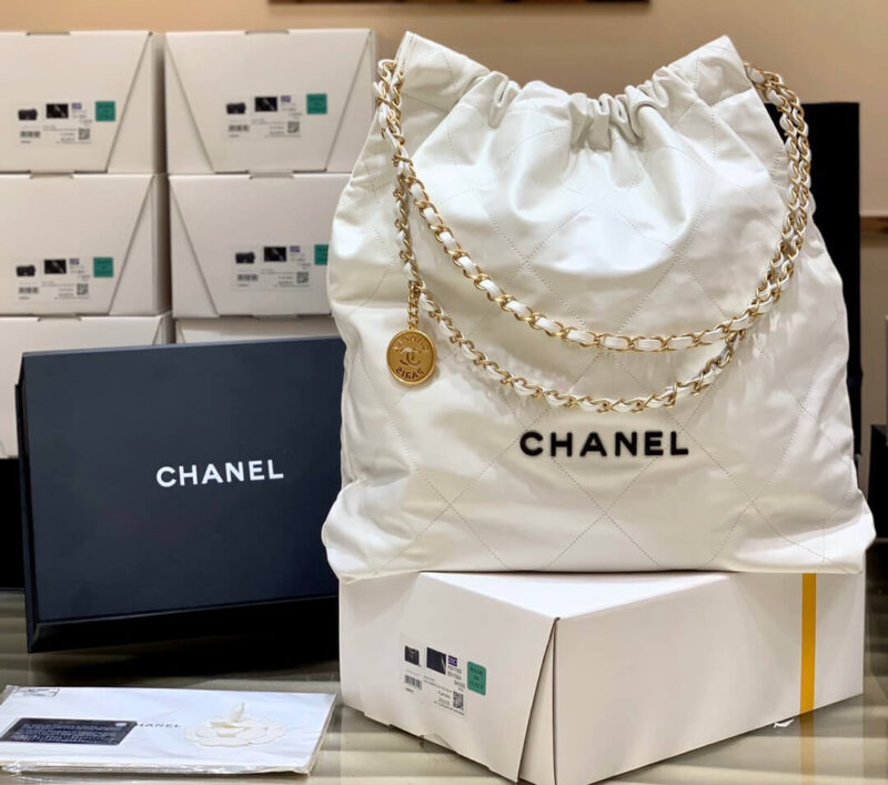 CHANEL 2022cc 春夏火爆22 bag 垃圾袋 AS3262白色黑logo