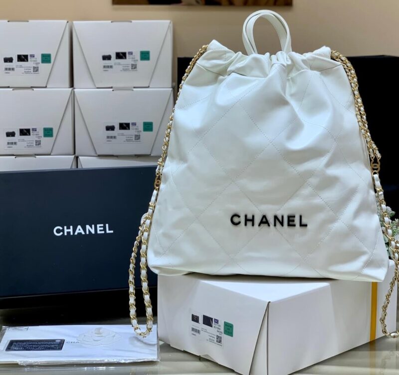 CHANEL香奈儿 2022cc 22 bag 双背包 AS3313白色黑logo