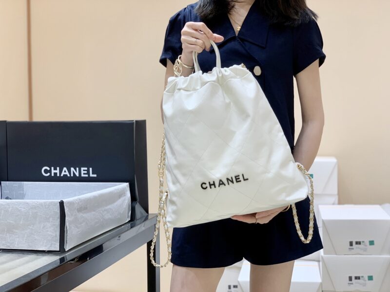 CHANEL香奈儿 2022cc 22 bag 双背包 AS3313白色黑logo - Image 2