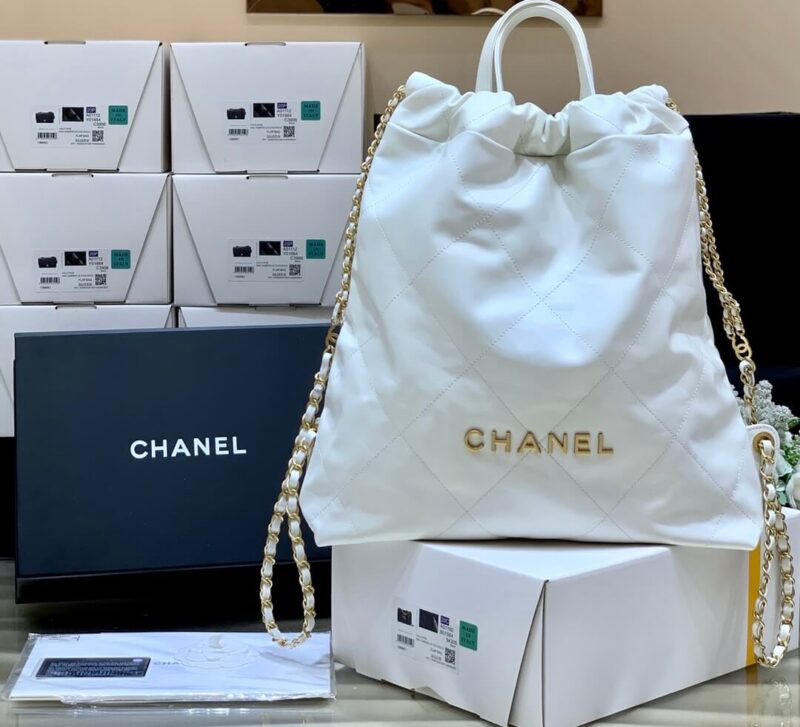 CHANEL香奈儿 2022cc 22 bag 双背包 AS3313白色金扣