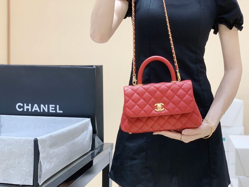 CHANEL 经典款之Coco handle 23CM A92990红色/金扣 - Image 2