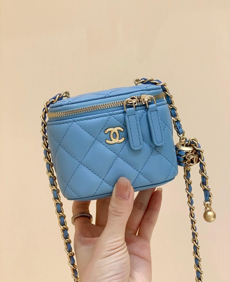 CHANEL 2022cc春夏系列核桃金球口红包 AP1447蓝色