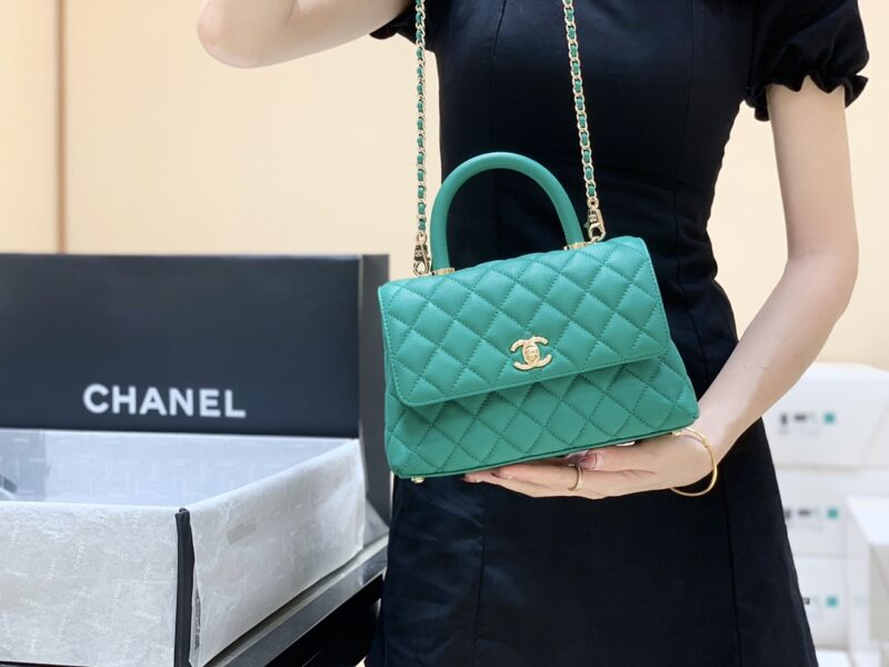 CHANEL coco handle 23CM 22P新版本 A92990草绿色/香槟色五金 - Image 2