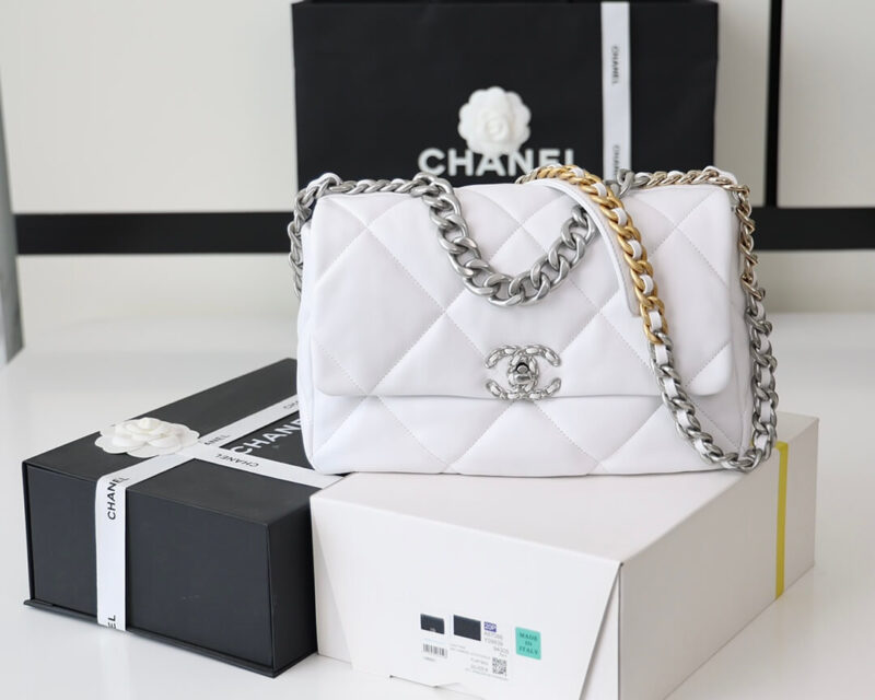 CHANEL Flap 19bag 30CM白色银扣 AS1161