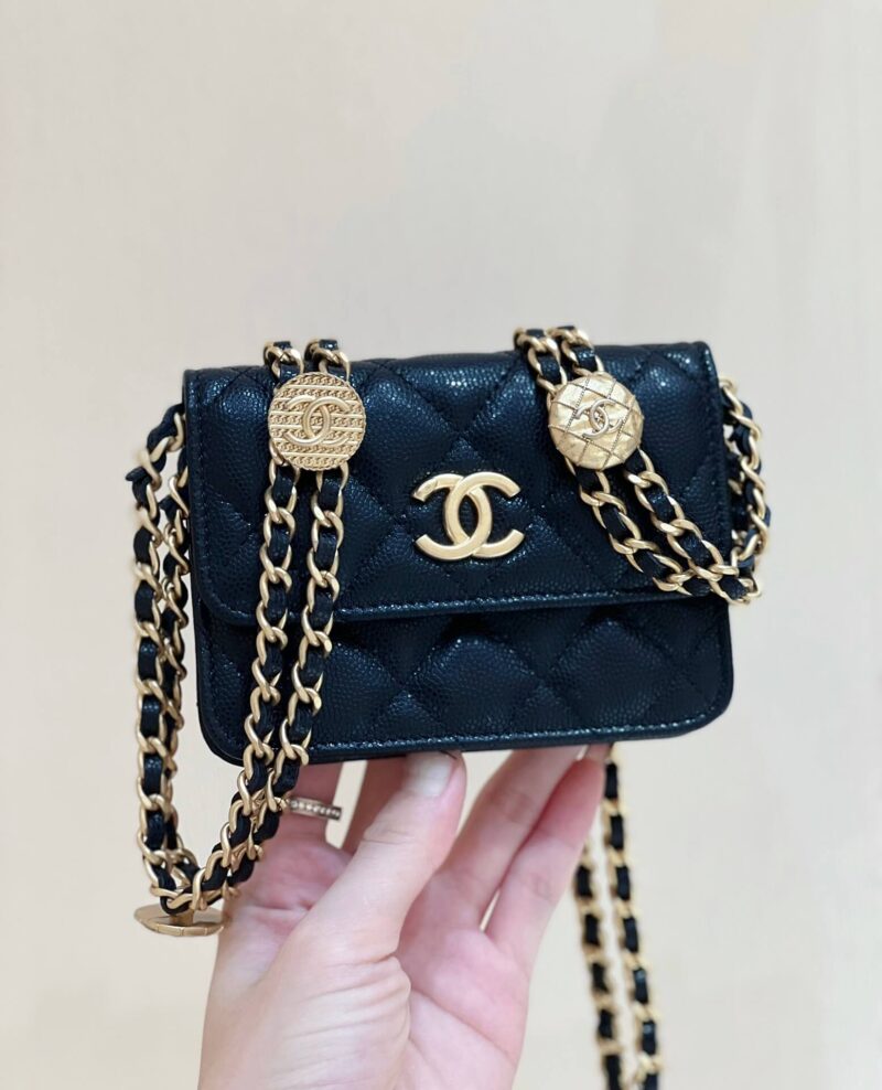 CHANEL 22A高级手工坊系列金币包 AP2857黑色