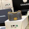 CHANEL 经典Mini Leboy 15CM BAG A67364灰色鱼子酱牛皮/金扣