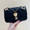 CHANEL CF限量版爱心吊坠链条包 AS3457黑色