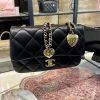 CHANEL CF限量版爱心吊坠链条包 AS3457黑色