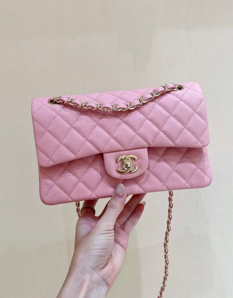 CHANEL CF23 Classic flap bag A01113荔枝皮粉色
