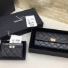 Chanel原单进口球纹二折钱夹 A80286黑色/金扣