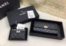 Chanel原单进口球纹二折钱夹 A80286黑色/金扣