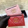 Chanel 经典菱格纹19羊皮金色大cc logo 卡包卡套 AP1167粉色