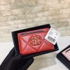 Chanel 经典菱格纹19羊皮金色大cc logo 卡包卡套 AP1167红色