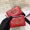 Chanel 经典菱格纹19羊皮金色大cc logo 卡包卡套 AP1167红色