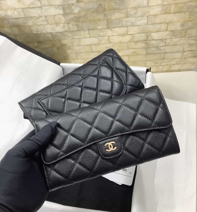 CHANEL 球纹牛皮 二折钱夹 AP0241黑色 金扣