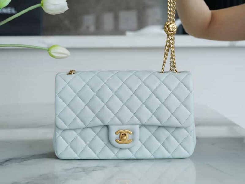 CHANEL 23S春夏新款 山茶花CF小号 AS4064淡蓝色