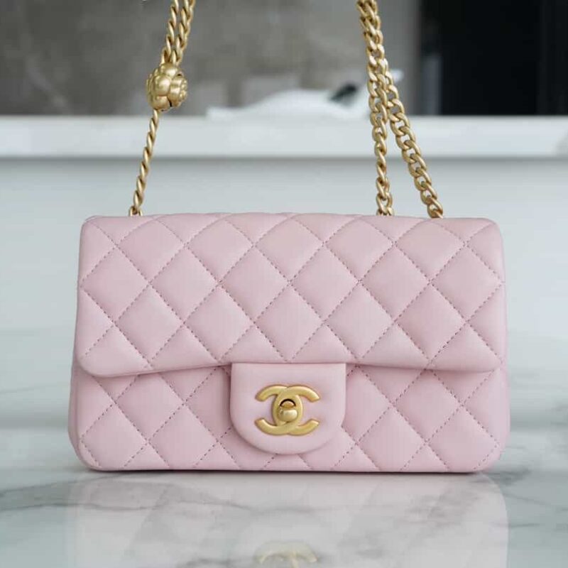 CHANEL 23S春夏新款 山茶花 cf mini 樱花粉 AS4041