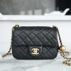 CHANEL 金属球方胖子18CM黑色迷你口盖包 AS1786