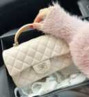 CHANEL 经典之cf mini handle 20CM AS2431杏色拼焦糖色