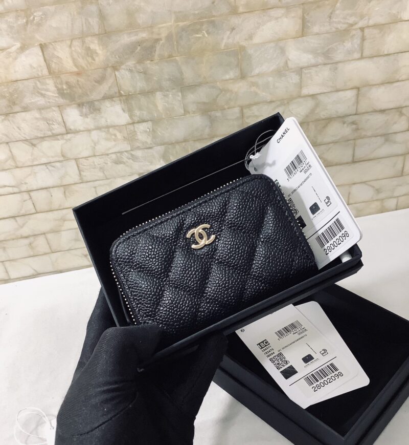 Chanel 20新品 进口球纹牛皮卡包钱包 A84511黑色/金扣 - Image 2