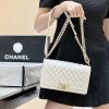 CHANEL haas荔枝牛皮Leboy 25CM A67086白色/香槟色五金