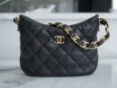 CHANEL 22K 新款HOBO羊皮腋下包 AS3562黑色