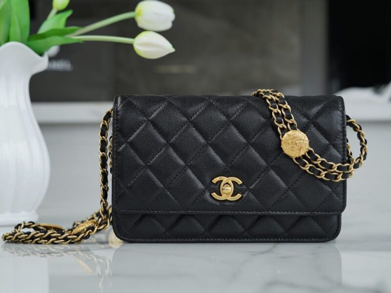 CHANEL 22A 高级手工坊金币WOC链条包 AP2840黑色