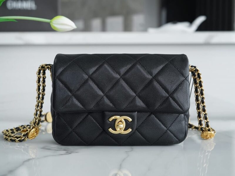 CHANEL CF 21CM 高级手工坊金币口盖包 AS3369黑色