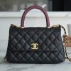 CHANEL 小号 coco handle 24cm 仿蜥蜴皮手柄翻盖包 A92990