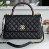 CHANEL 大号 coco handle 29cm 仿蜥蜴皮手柄翻盖包 A92993