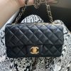 CHANEL Classic Flap CF20CM 黑色羊皮金扣口盖包 A01116