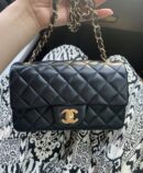 CHANEL Classic Flap CF20CM 黑色羊皮金扣口盖包 A01116