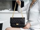 CHANEL 复刻2.55 小号正品皮口盖包 A37586黑色金扣