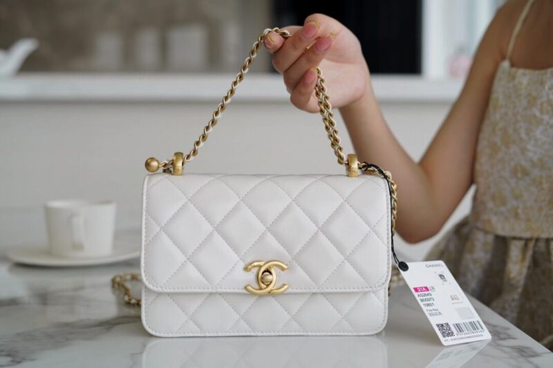 CHANEL 双金珠 CF Mini 19CM AS2615白色