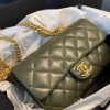 CHANEL 22K 新款调节扣口盖包 AS3393橄榄绿