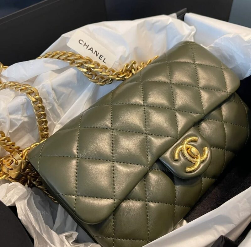 CHANEL 22K 新款调节扣口盖包 AS3393橄榄绿 - Image 2