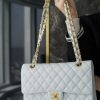 Chanel CF25 Classic flap bag A01112白色金扣