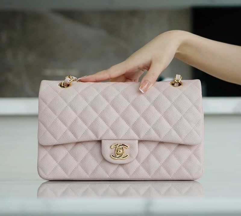 Chanel CF25 Classic flap bag A01112樱花粉金扣