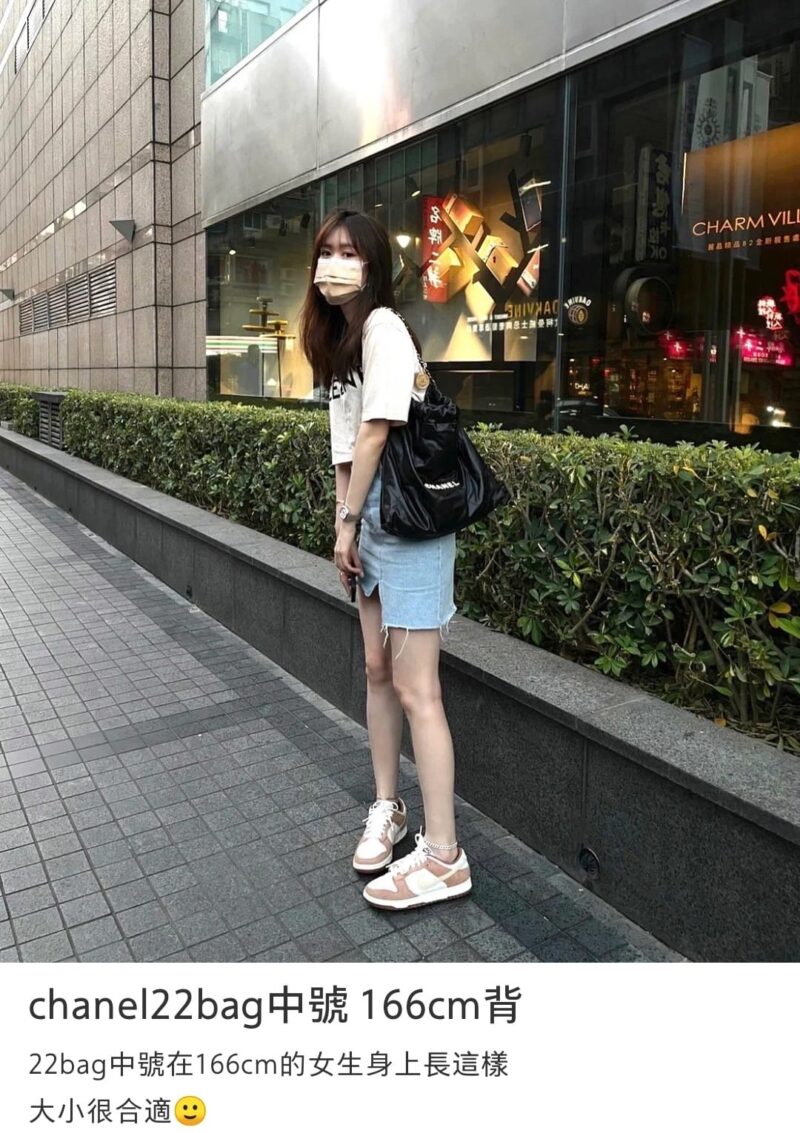 CHANEL 22 手袋 AS3261黑色白扣 - Image 2