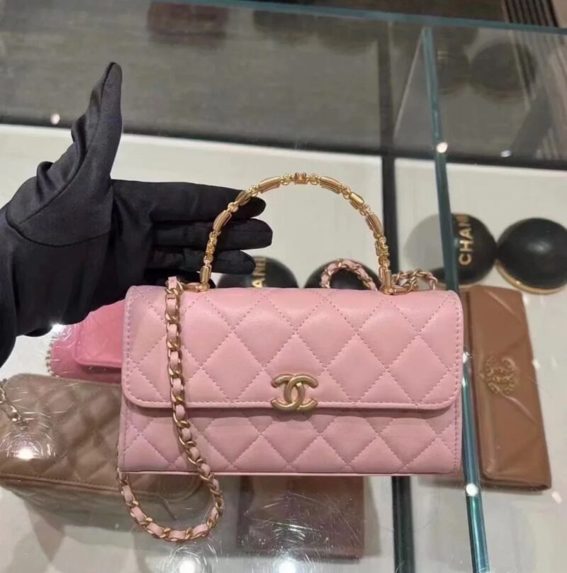 CHANEL 22B 珐琅扣Kelly大号粉色链条包 AP2946 - Image 2