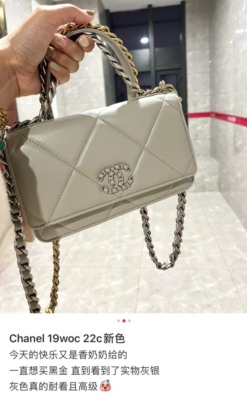 CHANEL 19 WOC 链条包 AP0957浅灰色/银扣 - Image 2