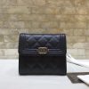 CHANEL 原单进口球纹 短三折钱夹 A80734黑色银扣