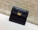 CHANEL 原单进口羊皮 短三折钱夹 A80734黑色金扣