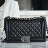 wsxc1673000815150_0.jpg CHANEL LEBOY 25 小羊皮翻盖包 A67086黑色银扣