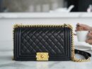 CHANEL LEBOY 25 小羊皮翻盖包 A67086黑色金扣