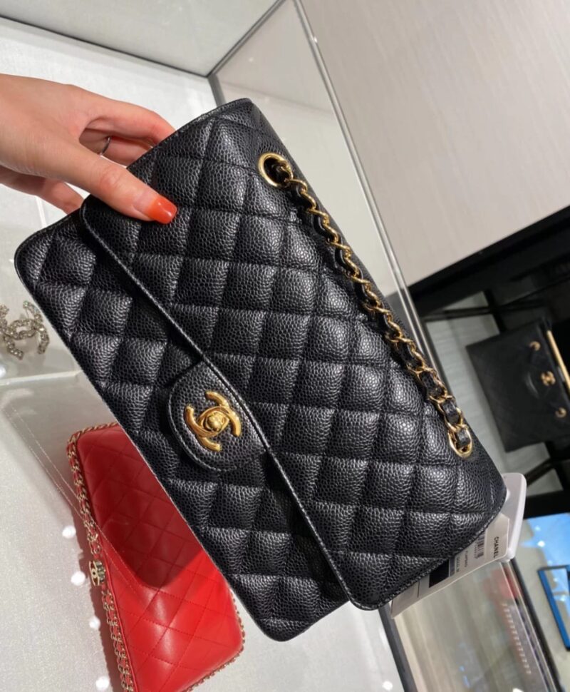 CHANEL CF Classic flap 25CM 正品皮口盖包 A01112黑色/金扣 - Image 2