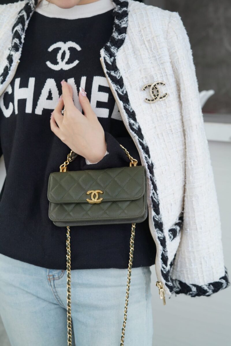 CHANEL 22K 新款链条Mini WOC手机包 AP3021古巴绿 - Image 2