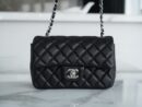 CHANEL Classic Flap CF20CM 正品皮羊皮口盖包 A01116黑色/银扣